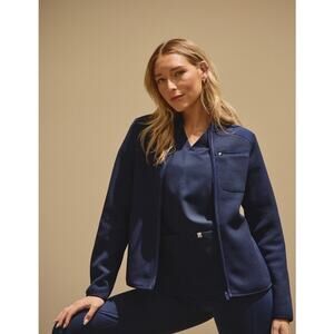New Fabletics Pace Knit Full Zip Scrub Jacket Utility Navy Blue Size L